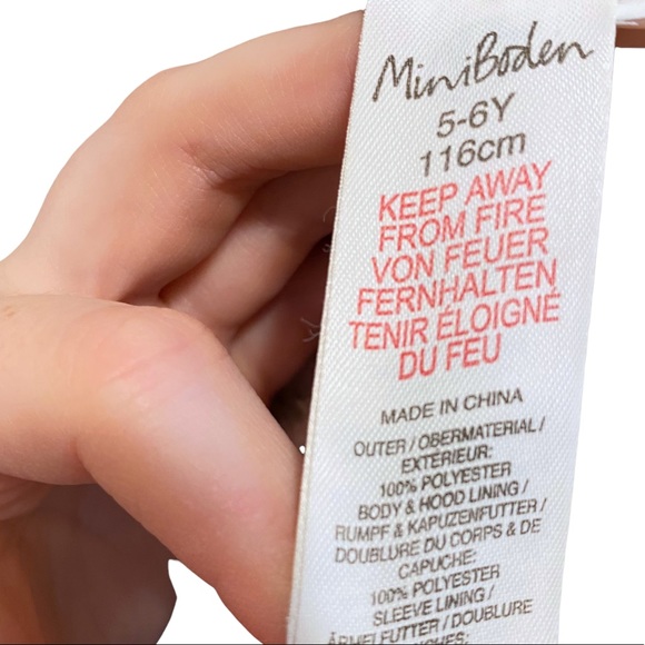 Mini Boden Navy Blue Hooded Sherpa-Lined Anorak Cat Jacket Size: 5-6 Youth - Picture 8 of 8